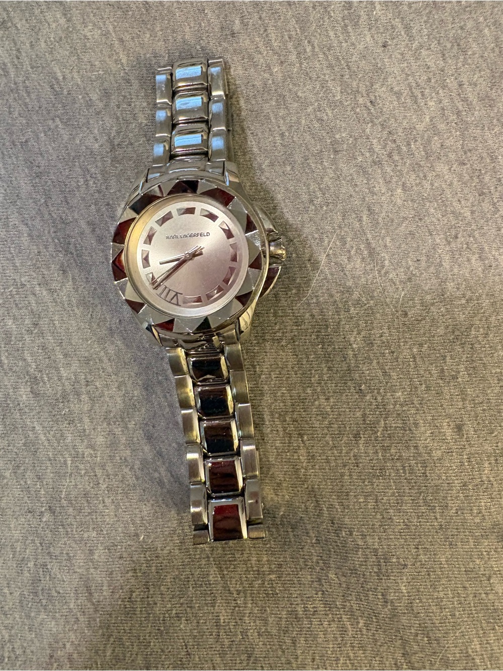 Karl Lagerfeld Silver-Tone Women's Bracelet Watch with Geometric Bezel